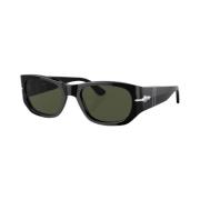 Ovale Zonnebril Grijs/Groen Gv001 Stijl Persol , Black , Unisex