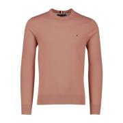 Roze Sweater Ronde Hals Katoen Polyester Tommy Hilfiger , Pink , Heren