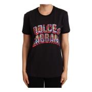 Zwart Logo Print T-Shirt Dolce & Gabbana , Black , Dames