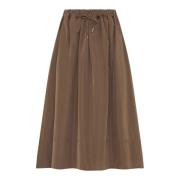 Elegant Flared Midi Skirt Marella , Brown , Dames