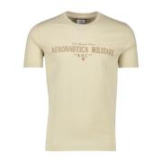 Beige Katoenen T-shirt Slim Fit Aeronautica Militare , Beige , Heren