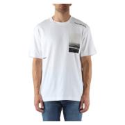 T-shirt met reliëflogo van katoen Calvin Klein Jeans , White , Heren