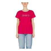 Paarse Katoenen Korte Mouw T-shirt Blauer , Pink , Dames