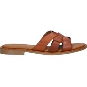 Leren Knoop Slipper Cognac Kleur Stefano Lauran , Brown , Dames