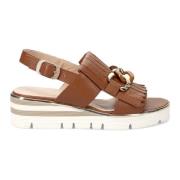 Bruine Leren Sandalen Sangiorgio , Brown , Dames