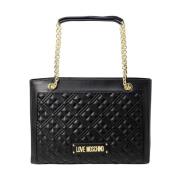 Zwarte Polyurethaan Schoudertas Love Moschino , Black , Dames