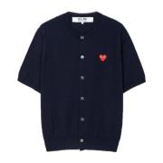 Geborduurde Hart Korte Mouw Vest Comme des Garçons Play , Blue , Heren