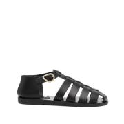 Zwarte Platte Sandalen Ancient Greek Sandals , Black , Dames