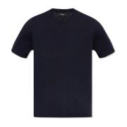 Gebreid T-shirt Theory , Blue , Heren