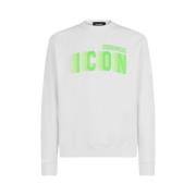 Neon Groen Icon Ronde Hals Sweatshirt Dsquared2 , White , Heren