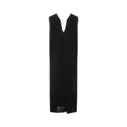 Zwarte Geplooide Mouwloze Gebreide Jurk Jil Sander , Black , Dames