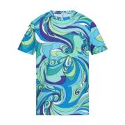 Blauw Regular Fit Katoenen T-Shirt Moschino , Multicolor , Heren