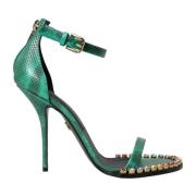 Exotische Groene Slangenhuid Sandalen met Kristallen Dolce & Gabbana ,...