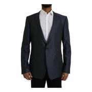 Blauwe Wol Blazer Enkel Breasted Dolce & Gabbana , Blue , Heren