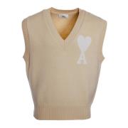 Sleeveless Knitwear Ami Paris , Beige , Heren