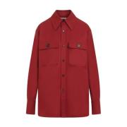 Rode Katoenen Overhemd Klassieke Stijl Saint Laurent , Red , Dames