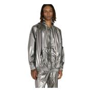 Foil Finish Hooded Jacket Rick Owens , Gray , Heren