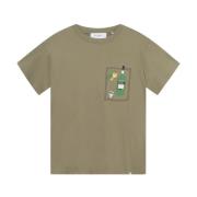 Relaxte katoenen T-shirt met print Les Deux , Green , Heren