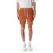 Fleece Shorts met elastische tailleband Pleasures , Brown , Heren