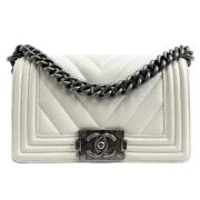 Pre-owned Leather crossbody-bags Chanel Vintage , White , Dames