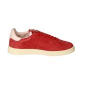 Lage Platte Suède Sneaker met Contrasterende Hiel Autry , Red , Dames