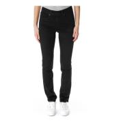 Hoge Taille Slim Fit Donkerblauwe Jeans Levi's , Black , Dames