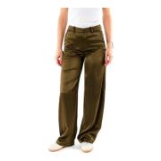 Casual Wide Leg Broek Drykorn , Green , Dames