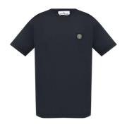 T-shirt met logo patch Stone Island , Blue , Heren