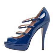 Pre-owned Leather heels Gucci Vintage , Blue , Dames