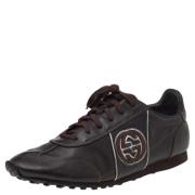 Pre-owned Leather sneakers Gucci Vintage , Brown , Heren