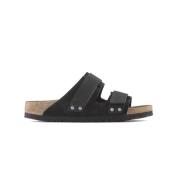 Zwarte Suède en Nubuck Sandaal UJI Birkenstock , Black , Heren