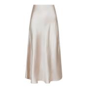 Bias Cut Sateen Rok Neo Noir , Beige , Dames