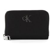 Eco-lederen Mini Portemonnee met Voorlogo Calvin Klein Jeans , Black ,...