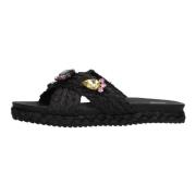 Zwarte Platformslipper met Strass Stenen Bibi Lou , Black , Dames