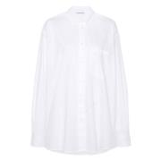 Wit Logo-Geborduurd Poplin Overhemd Acne Studios , White , Dames