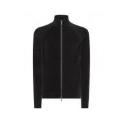 Hoge Hals Velvet Full Zip Sweater RRD , Black , Heren