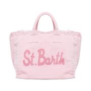 Stijlvolle Tote Bag met Logo Patch MC2 Saint Barth , Pink , Dames