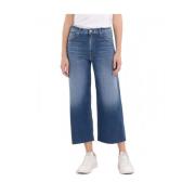 Wijde Pijp Cropped Jeans in Donker Indigo Replay , Blue , Dames