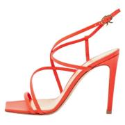 Pre-owned Leather sandals Gianvito Rossi Pre-owned , Orange , Dames
