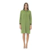 Lente/Zomer Dames Jurk Knoopsluiting Lange Mouw Baldinini , Green , Da...