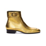 Oro Leren Enkellaars Saint Laurent , Yellow , Dames