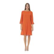 Lente Jurk Vrouwen Ronde Hals Logo Baldinini , Orange , Dames