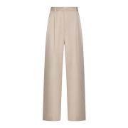 Op Maat Gemaakte Twill Wijde Pijp Broek Loulou Studio , Beige , Dames