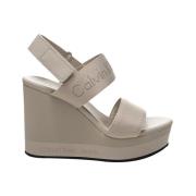 Elegante Beige Sandalen Gekruiste Banden Calvin Klein , Beige , Dames