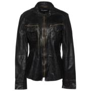 Pre-owned Leather outerwear Dolce & Gabbana Pre-owned , Black , Heren