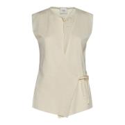 Gebreide Katoenen Sweater Vest Alysi , Beige , Dames