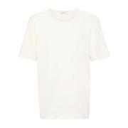 Citroenglazuur Geribbelde U-Hals T-Shirt Lemaire , White , Heren