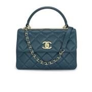 Pre-owned Leather chanel-bags Chanel Vintage , Blue , Dames