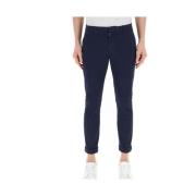 Blauwe Broek Slim Fit Lichtgewicht Gabardine Dondup , Blue , Heren