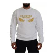 Wit Geborduurd Crewneck Sweatshirt Dsquared2 , White , Heren